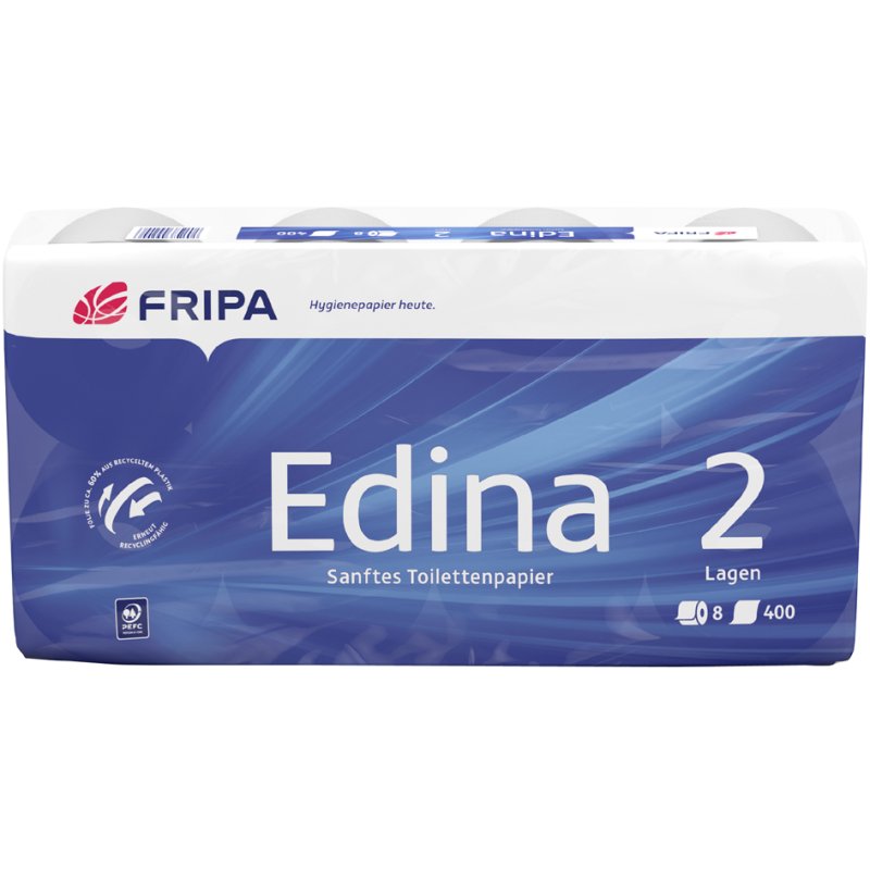 fripa Edina papier toilette, 4 plis, blanc pur, 8 rouleaux