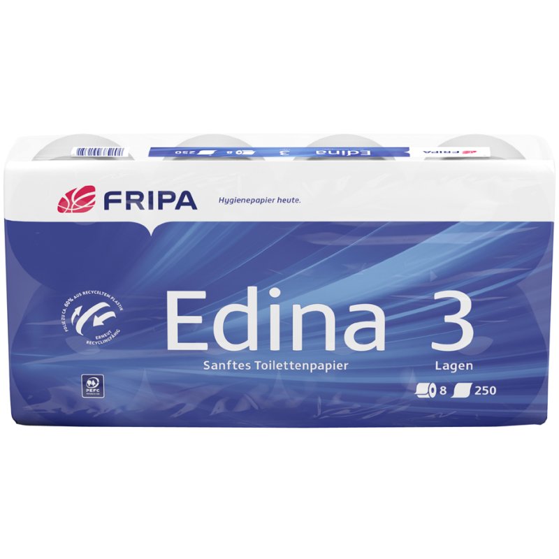 fripa Edina papier toilette, 4 plis, blanc pur, 8 rouleaux