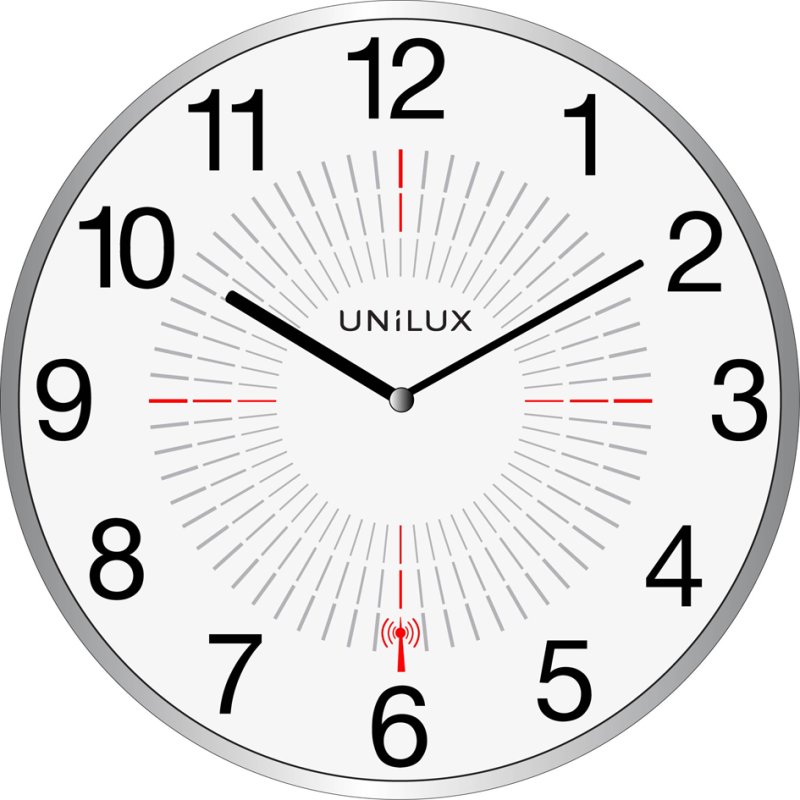 UNiLUX radio-controlled outdoor wall clock, 355 mm, silver, weatherproof