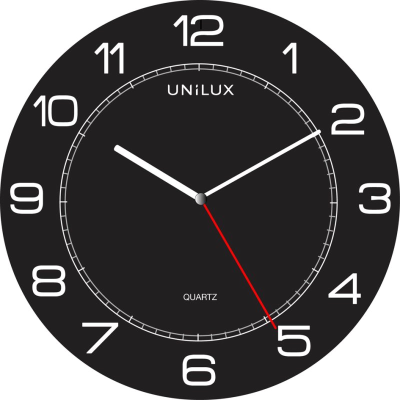 UNiLUX horloge mural quartz MEGA, 600 mm, noir, plastique