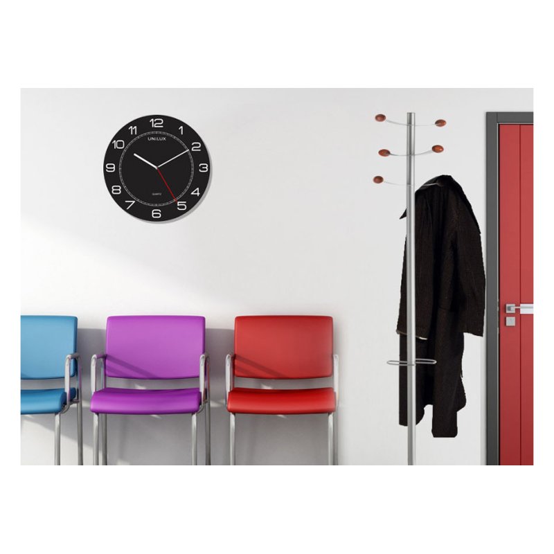 UNiLUX MEGA quartz wall clock, 600 mm, black, plastic