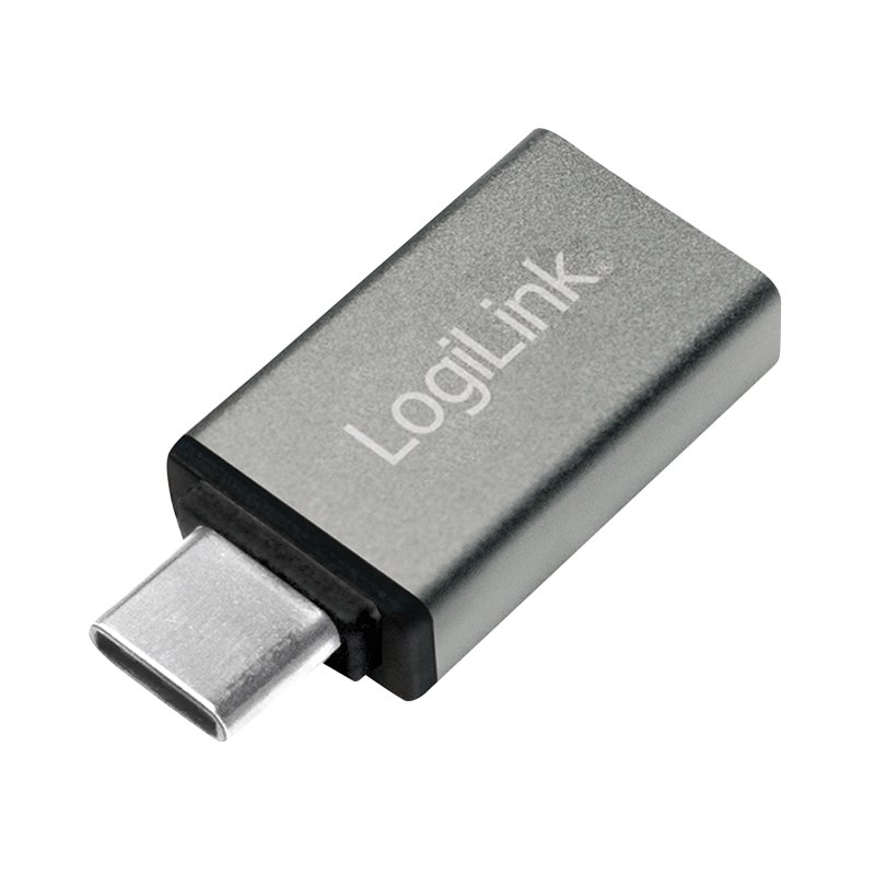 LogiLink Adaptateur USB-C vers USB-A 3.0, argent, boîtier aluminium