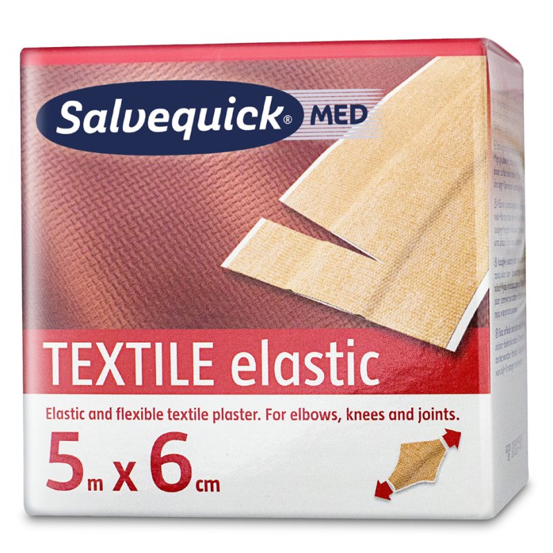 CEDERROTH Salvequick textielpleister, elastisch, 60 mm × 5 m, 1 rol