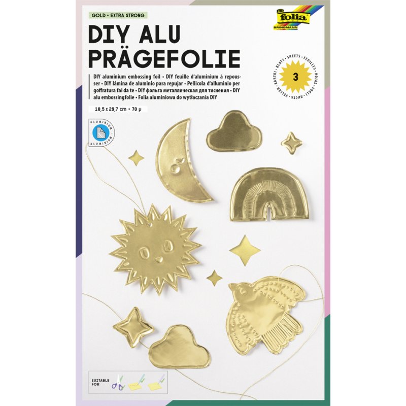 folia reliëffoliedoosje, 185 × 290 mm, assorti, 5 vellen
