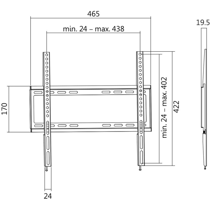 LogiLink Support mural TV plat, 32-55 pouces, VESA 400×400 mm