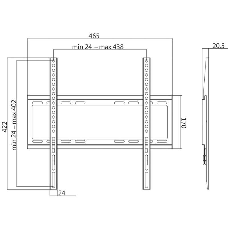 LogiLink Support mural TV plat, 32-55 pouces, VESA 400×400 mm