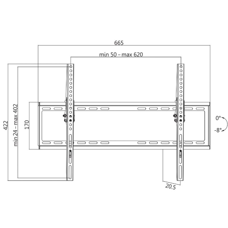 LogiLink Support mural TV inclinable, 37-70 pouces, acier noir, max 35 kg