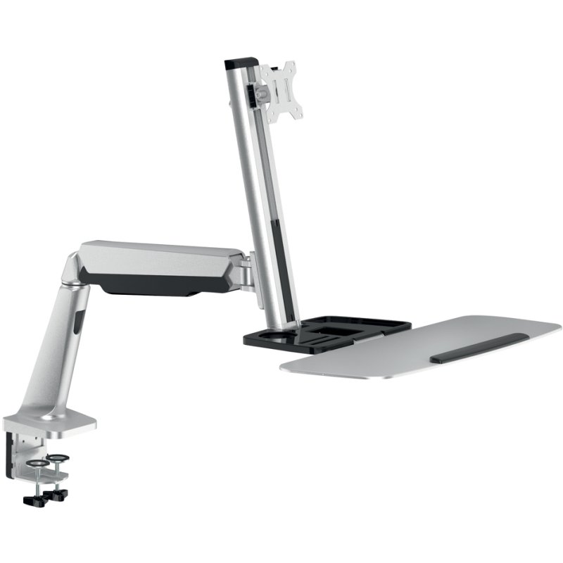 LogiLink sit-stand workstation, 1 monitor, silver, 13–32 inch