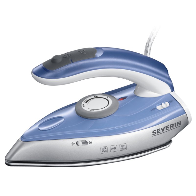 SEVERIN reisstoomstrijkijzer BA 3234, zilver/blauw, 1000 Watt