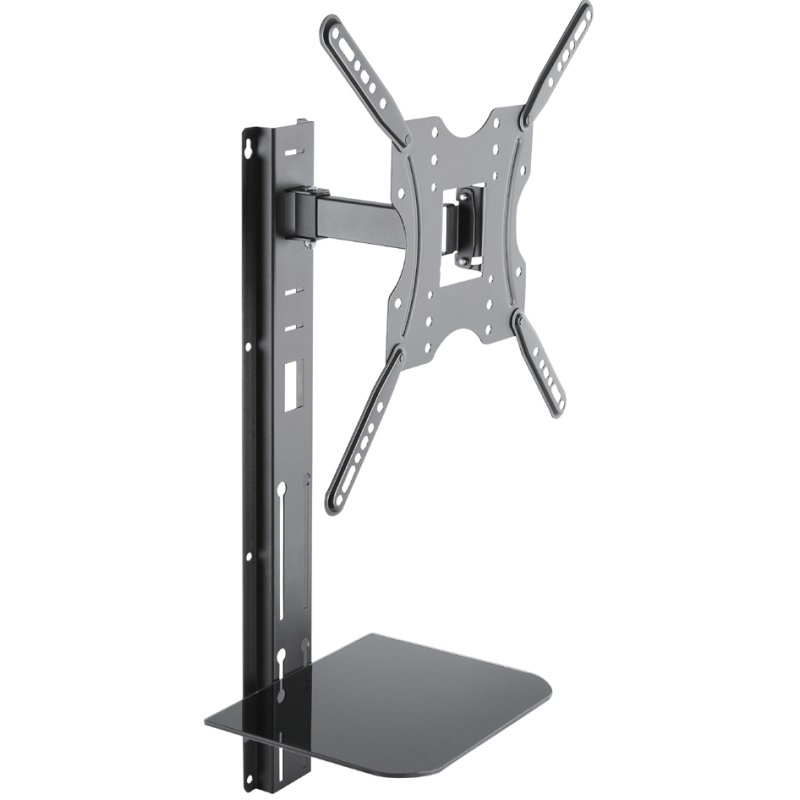 LogiLink TV Wall Mount with Shelf, 32–55 inch, tilting, black steel
