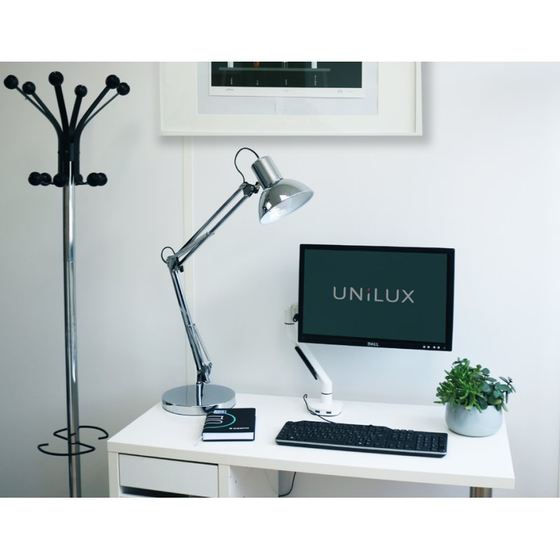 UNiLUX LED desk lamp SUCCESS 80, clamp/base, chrome, 11.3W