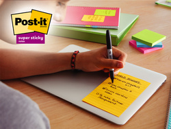 Post-it Super Sticky notes gelineerd, 101×152 mm, gekleurd, 3 blokken