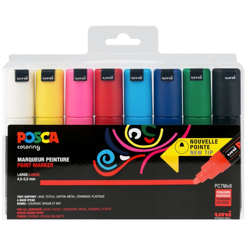 POSCA pigment markers PC-7M, round tip, 16 pieces in case