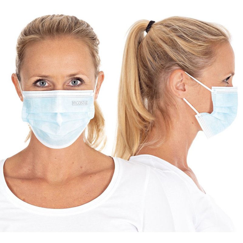 HYGOSTAR face masks Type II, 3-ply, blue, 50 pieces
