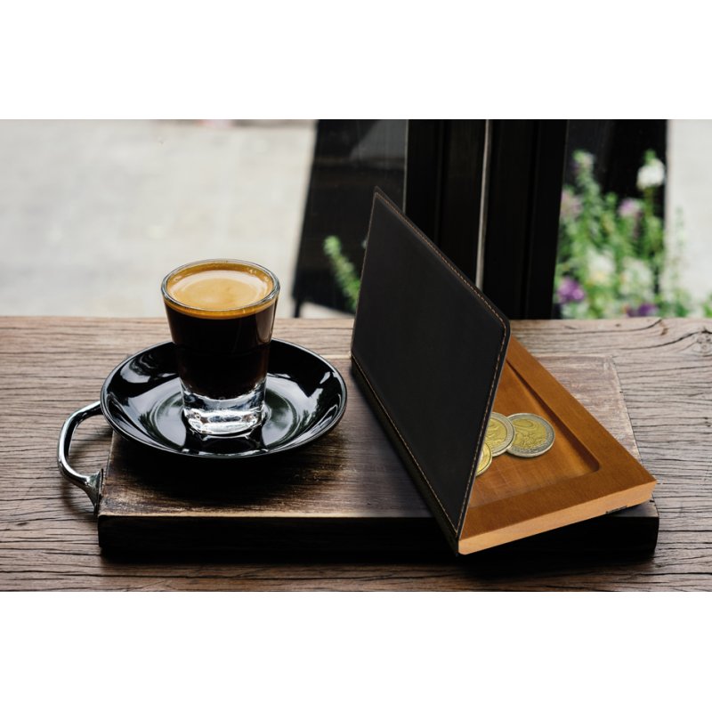 Securit rekeningmap WOOD, leer en hout, grijs, 100×18×179 mm