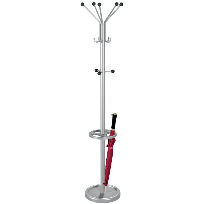 kerkmann Gardero TK2 kapstok, 14 haken, aluminium zilver, 175 cm
