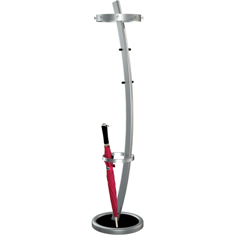 kerkmann kapstok Arc Junior, zilver/zwart, 12 haken, alusilver, 175 cm
