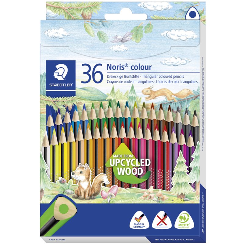 STAEDTLER Noris colour kleurpotloden, driekantig, 36 stuks, kartonnen etui