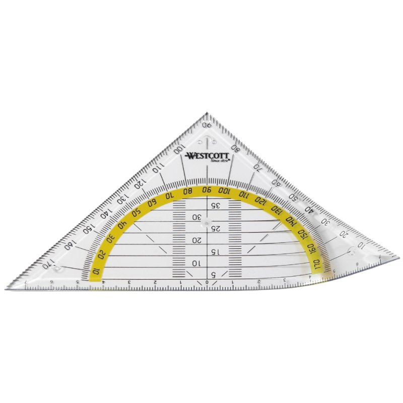 WESTCOTT équerre de mesure, flexible, hypoténuse 140 mm, transparent