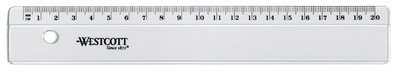 WESTCOTT platte liniaal kunststof, transparant, 150 mm