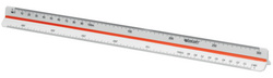 WESTCOTT driekantige architectenschaal, kunststof wit, 300 mm, 1:100-1:500