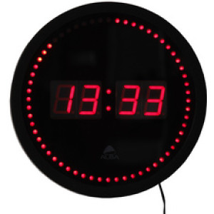 ALBA wandklok HORLED digitaal, zwart, rode display, 30 cm
