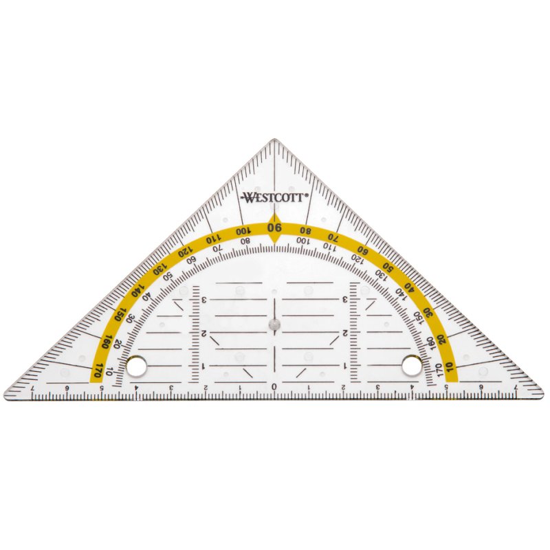 WESTCOTT équerre de mesure perforée, hypoténuse 140 mm, plastique