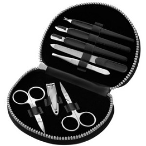 Manicureset, in kunstleren etui, 8-delig, zwart