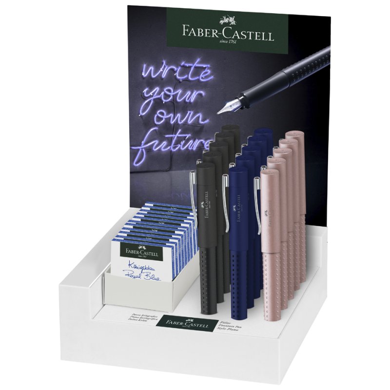 Faber-Castell stylo plume GRIP 2011, boîte de 15, rechargeable, pointe M