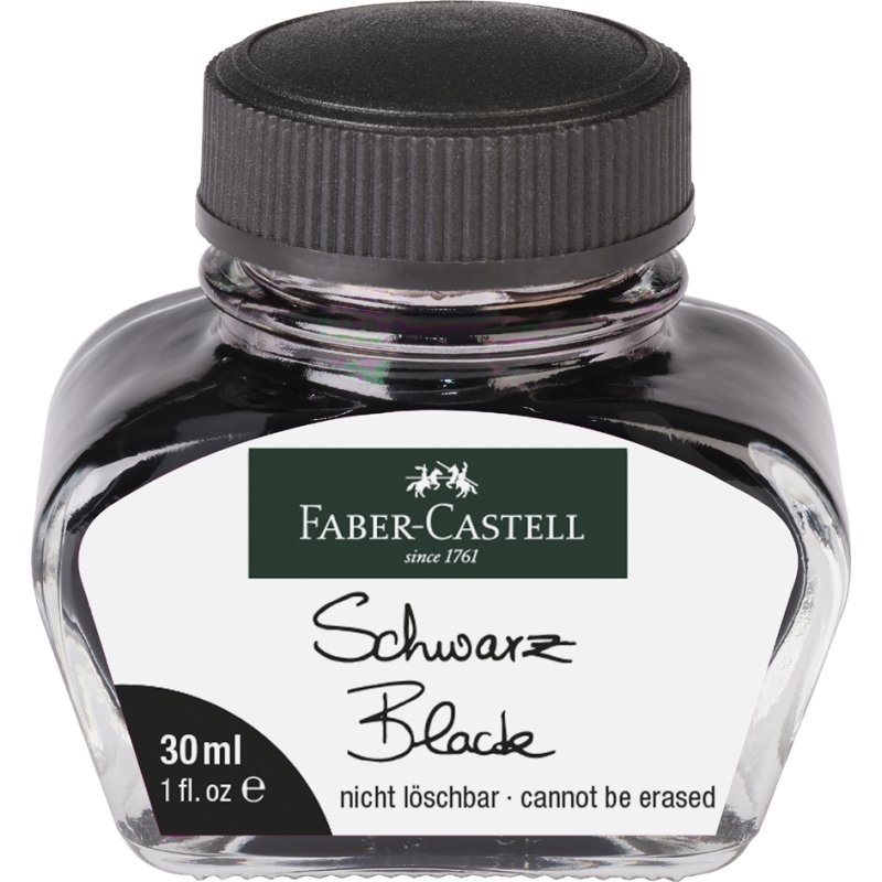 Faber-Castell encre en verre, noir, indélébile, 62,5 ml