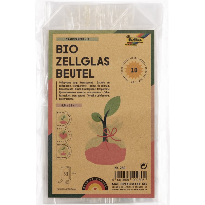 folia cellofaanzakjes transparant, 145×235 mm, 10 stuks
