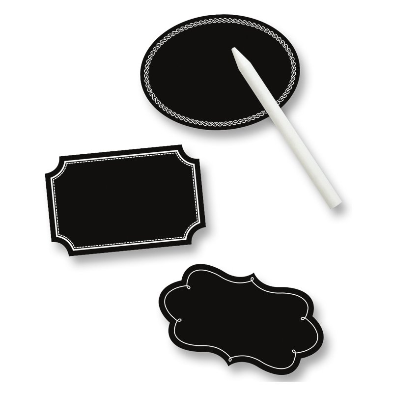 folia tafelstickers met krijtpen, zelfklevend, zwart, 6 stuks + 1 stift