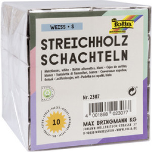 folia lucifersdoosjes blanco wit, 52×35×11 mm, 10 stuks