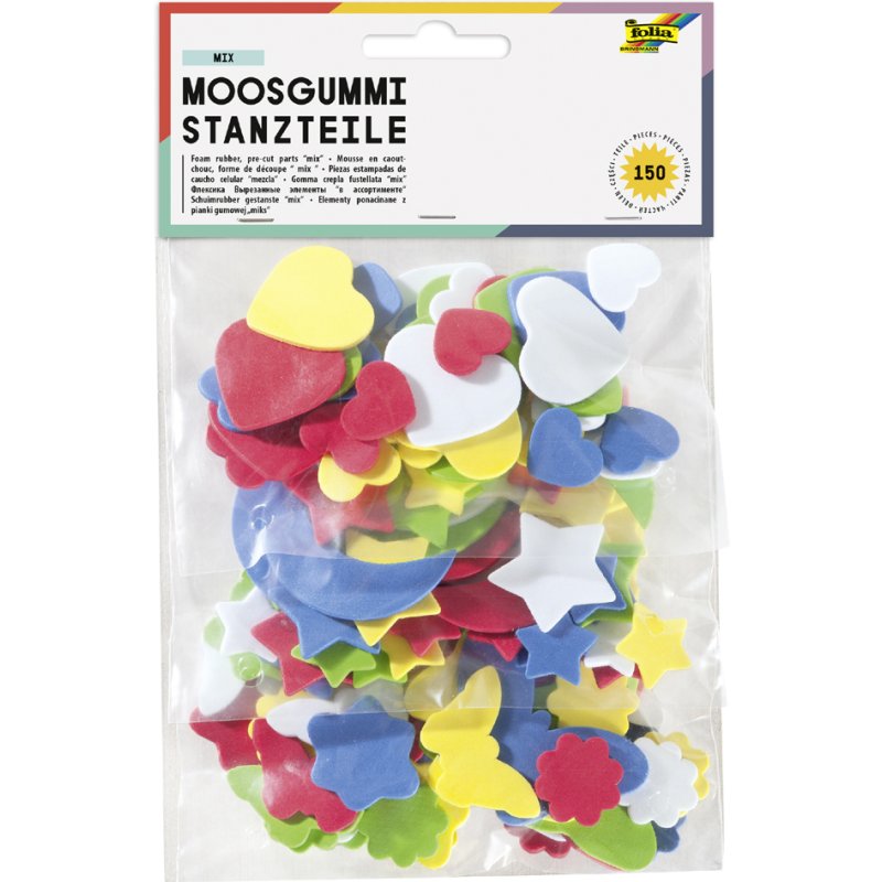 folia viltsponsrubber knipvormonderdelen, geassorteerd, 150 stuks