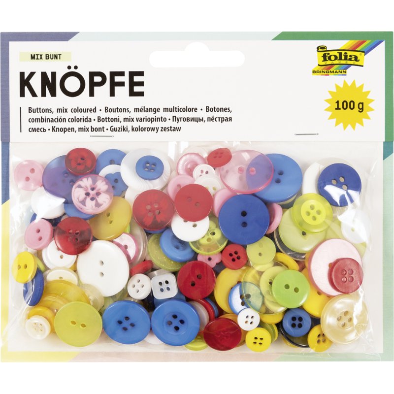 folia knopenassortiment, gekleurd gesorteerd, kunststof, 100 gram