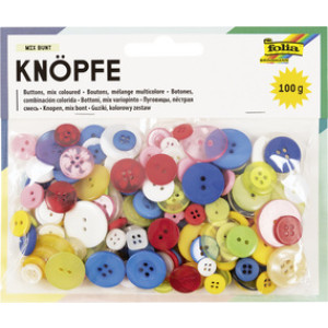 folia knopenassortiment, gekleurd gesorteerd, kunststof, 100 gram