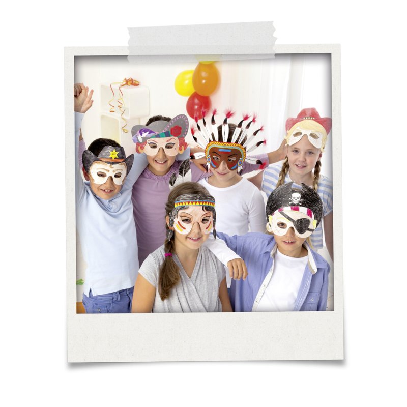 folia kindermaskers karton, 6 motieven gesorteerd, voorgestanst