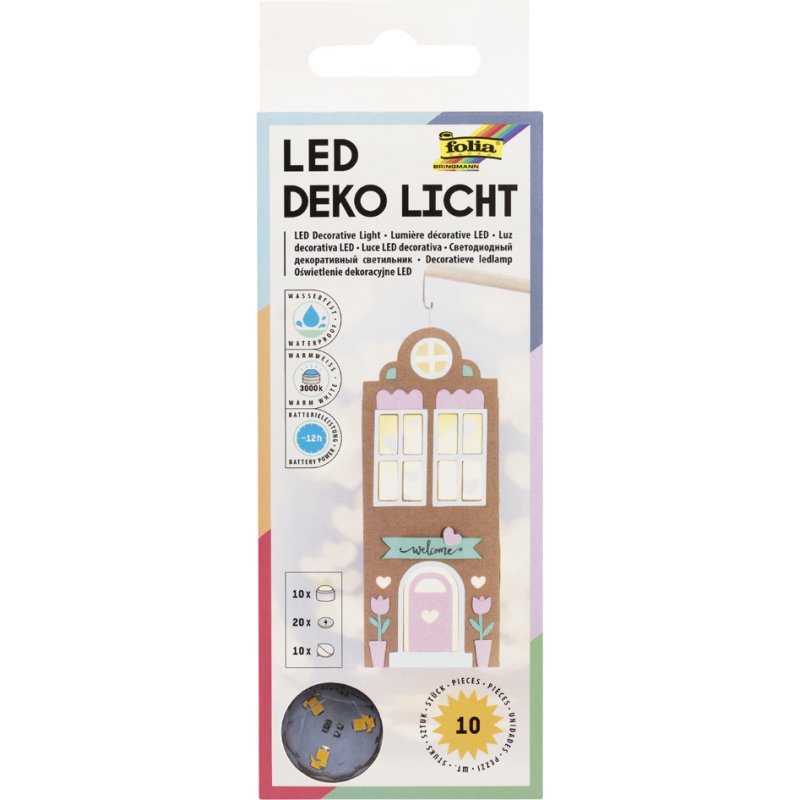 folia Guirlande LED décorative, blanc chaud, étanche, 10 pièces incl. 20 piles