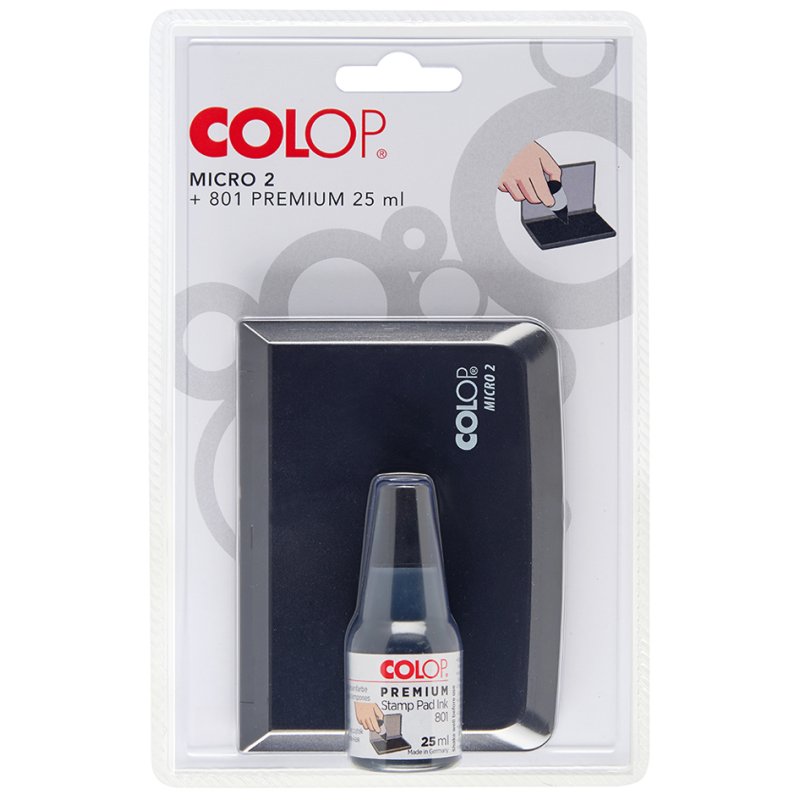 COLOP ensemble tampon encreur et encre, bleu, 70×110 mm