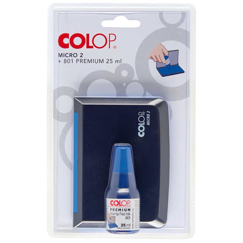 COLOP ensemble tampon encreur et encre, bleu, 70×110 mm