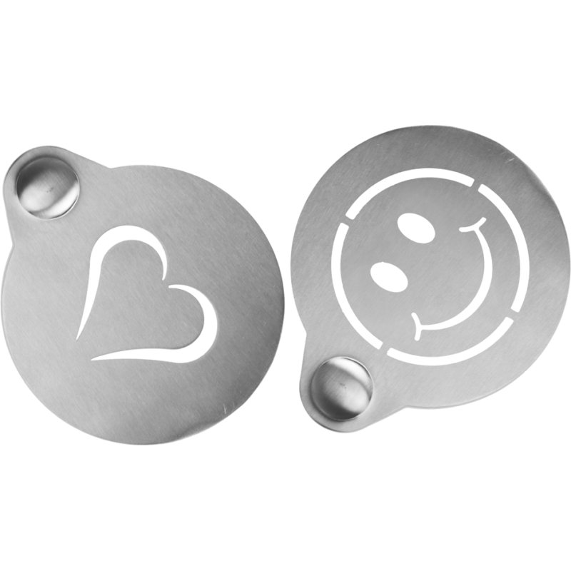 Securit koffie sjablonen set, herbruikbaar, hart en smiley, 2-delig