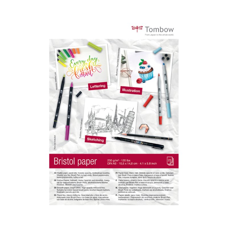 TOMBOW tekenblok Bristol A6, blanco, helwit, 25 vel