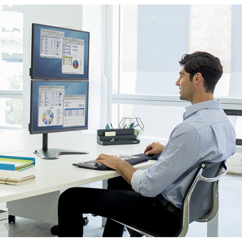 Fellowes monitor arm Seasa dual, black, vertical, 32 inch, base stand