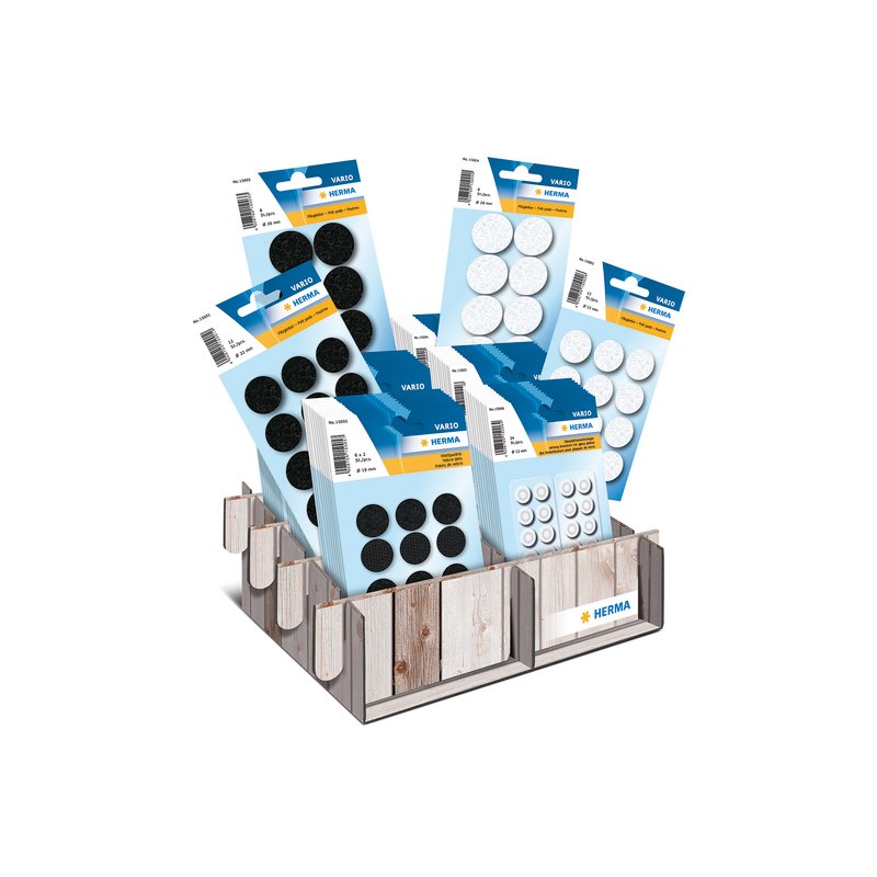 HERMA sortiment viltglijders en klittenband punten VARIO HOME, toonbankdisplay, 60 pakken