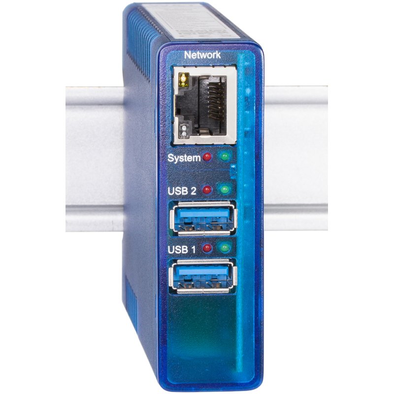 W&T Serveur USB gigabit 2.0, bleu, 2x ports USB 2.0, 24-48V DC/PoE