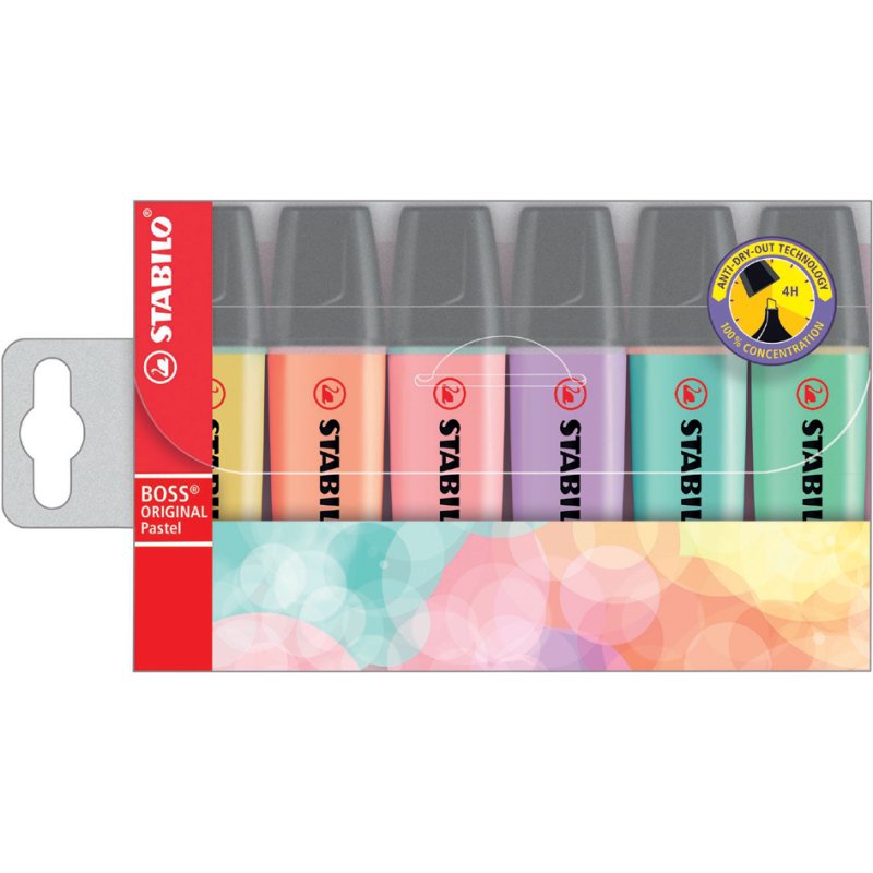 STABILO surligneur BOSS ORIGINAL pastel, rechargeable, coffret de 6