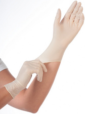 HYGONORM latex handschoenen SKIN LIGHT, maat M, wit, gepoederd, 100 stuks