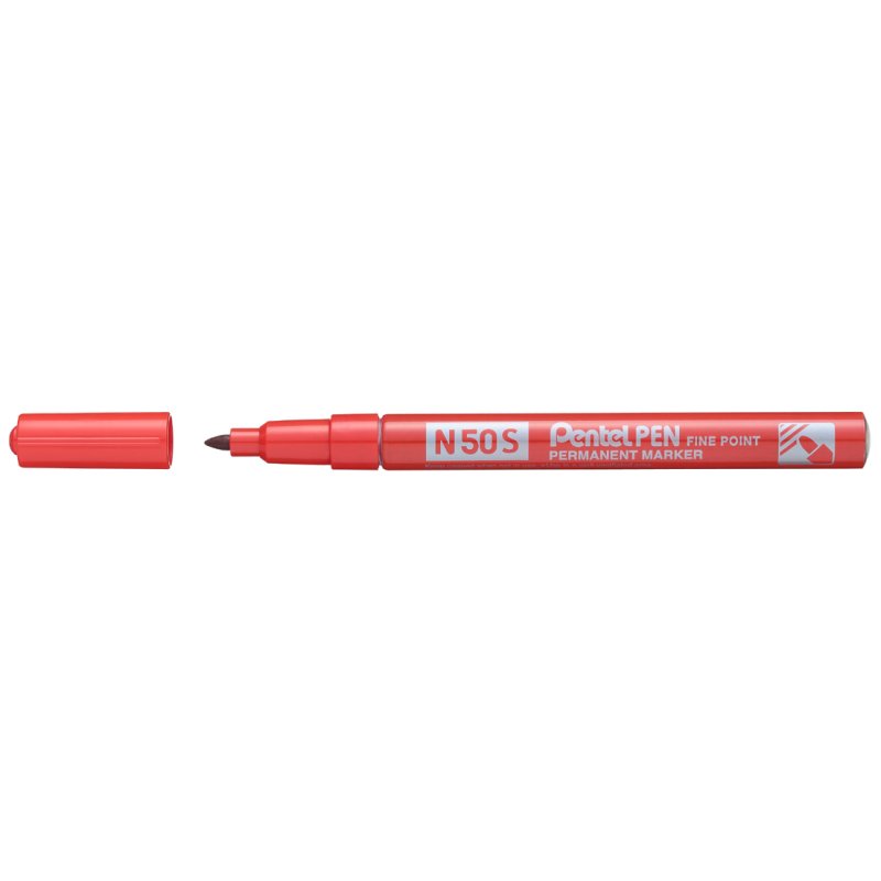Pentel marqueur permanent N50S, rouge, 1,0 mm, boîtier aluminium