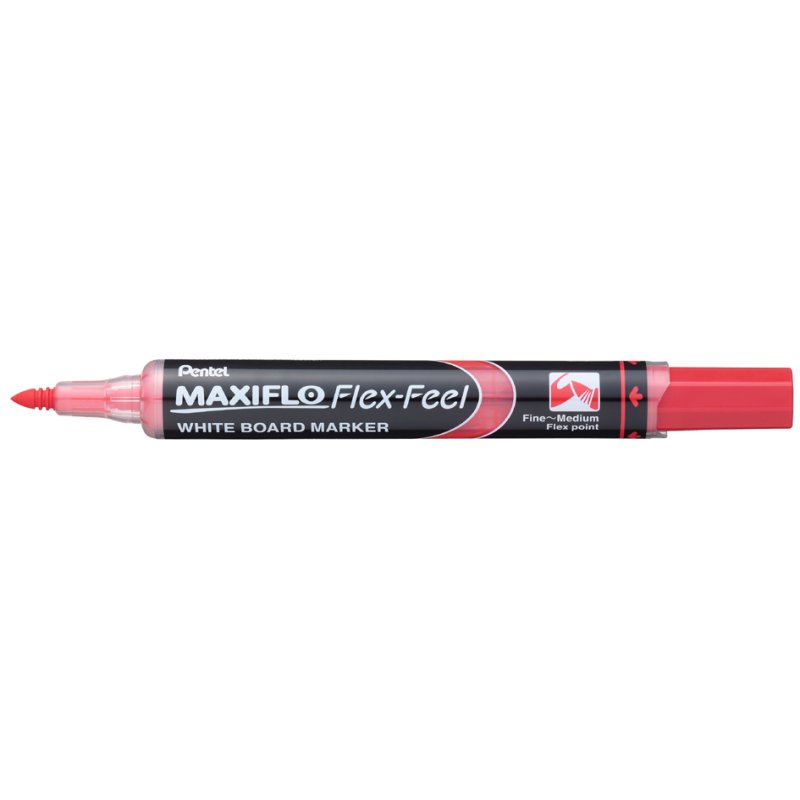 Pentel marqueur tableau blanc MAXIFLO Flex-Feel, noir, pointe flexible, système à pompe