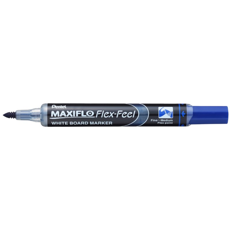 Pentel marqueur tableau blanc MAXIFLO Flex-Feel, noir, pointe flexible, système à pompe